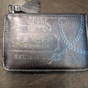 Coach Metallic Black Leather Pouch